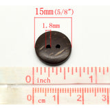 Botón redondo de dos orificios de 5/8 de pulgada hecho de cáscara de coco