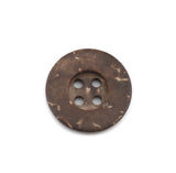 Botón redondo de cuatro agujeros de tres cuartos de pulgada hecho de cáscara de coco