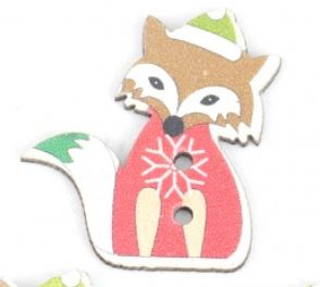 Wood Fox button Ready for Winter Fox