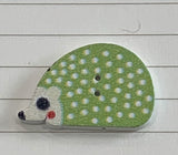 Hedgehog Buttons! Wooden 2 hole flat buttons with Hedge Hogs