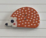 Hedgehog Buttons! Wooden 2 hole flat buttons with Hedge Hogs