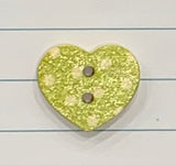 3/4 inch Wood Heart Shaped Button, two Holes, Polka dots!