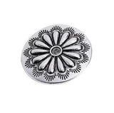 1 and 3/8 Inch Zink based Silver colored Metal Button with Sunflower