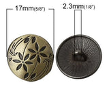 Metal Button, Bronze Finish, Flower with Back Shank #1