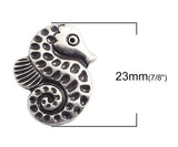 7/8 Inch Shank Back Antiqued Silver Seahorse Button