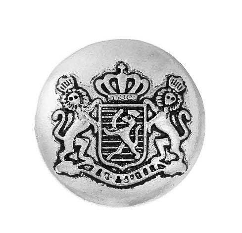 7/8 Inch Silver colored Metal Button with Crest