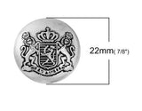 7/8 Inch Silver colored Metal Button with Crest