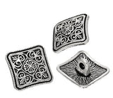 1/2 Inch Silver Metal Shank Buttons Square Antique Flower Carved Button