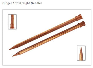 Ginger 10"  Straight Knitting Needles US Size 3